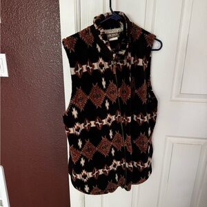 Trac Black and Brown Geometric Women's Button Down Shirt